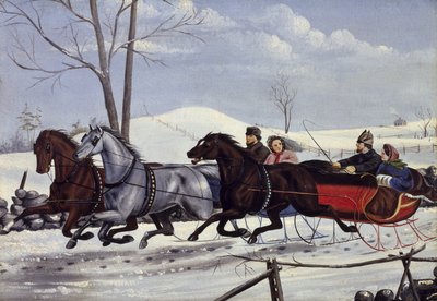 De sleerace, ca. 1865 door American School